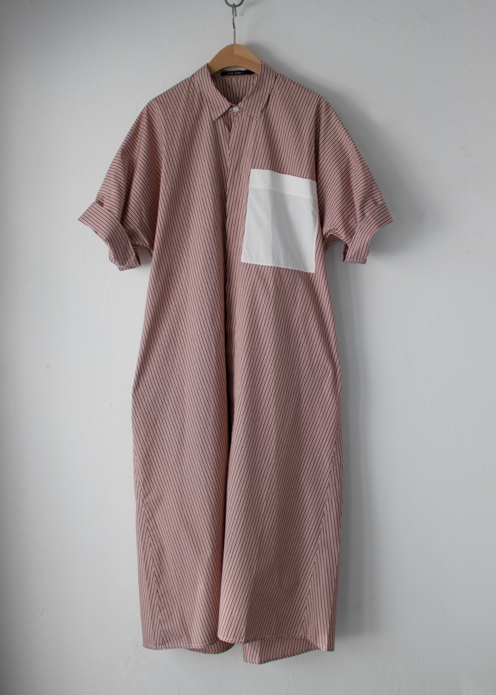 DORIS - Dress-Shirt Short Slv 3 pockets  - Woven Brick Stripe / Ivory